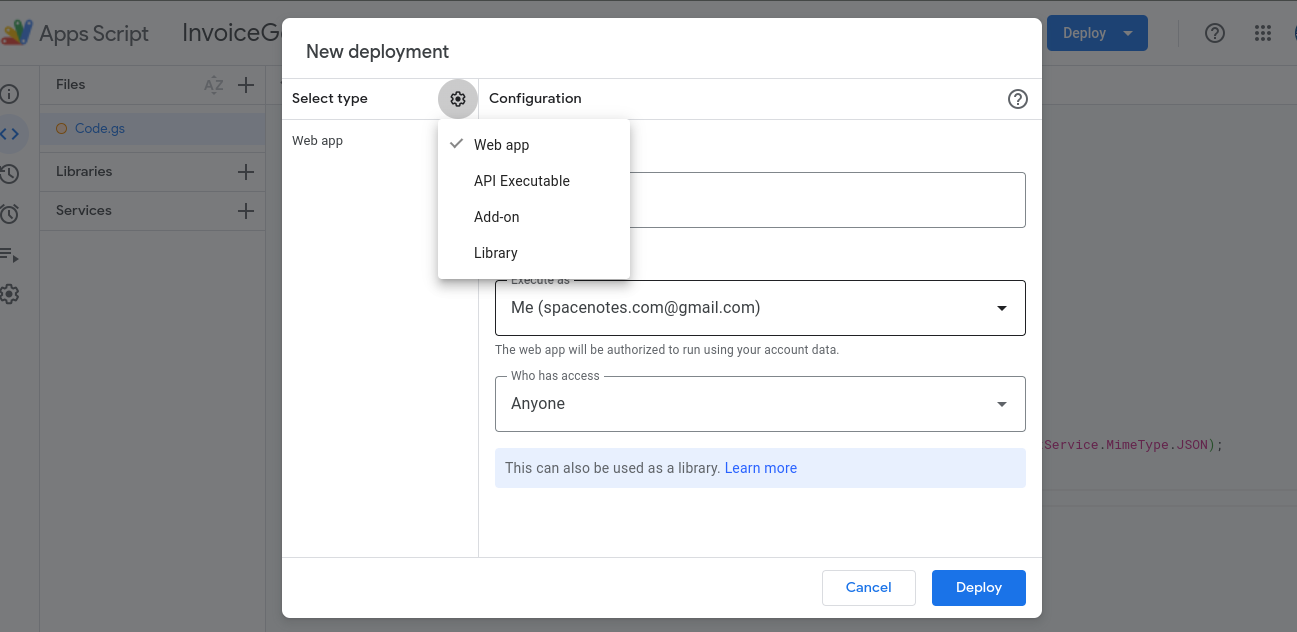 Deployment page
